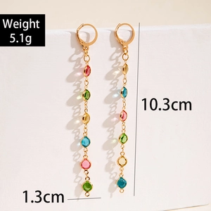 Bohemian tassel earrings with colorful beads and gold finish, length 10.3cm for women