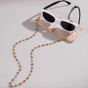 Fashion Anti-Slip Glasses Chain For Women Colorful Zircon Black Bead Cherry Sunglasses Strap Eyewear Holder Necklace Gift