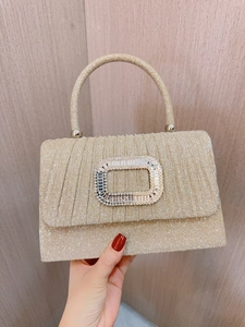 Champagner Gold Glitter Abendtasche Für Damen Mit Strass Schnalle Plissierte Clutch Handtasche Für Hochzeit Party Bankett