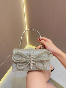 Bolso de Noche de Mariposa de Strass de Lujo para Mujer Asa de Metal Poliéster Banquete Boda Fiesta Bolso de Mano Clutch