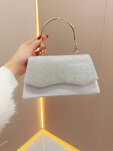 Elegant Women Evening Bag French Sparkling Rhinestone Party Clutch Purse With Metal Handle Formal Wedding Handbag Ladies Purse