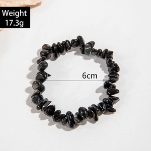 Détails montrant le poids de 17,3g et le diamètre interne de 6cm du bracelet obsidienne
