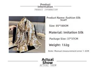 Detailed view of fashion silk scarf shawl with geometric patterns and material parameters