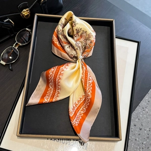 Carré En Satin De Mûrier Imprimé Floral Paisley Foulard Mode Bandeau Pour Femmes Élégant Satin