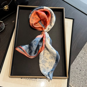 Satin Square Scarf Mulberry Satin Floral Polka Dot Print Sun Protection Elegant Fashion Neck Wrap For Women
