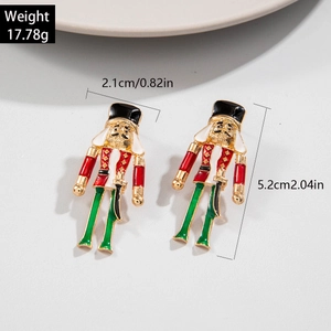 Boucles d'oreilles casse-noisette émaillées avec design de soldat coloré et dimensions