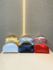 Elegant suede evening clutch bags with rhinestone-encrusted metal clasps in multi-color set