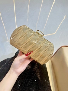Sac de Soirée de Luxe en Strass pour Femmes Pochette Brillante pour Banquet Fête Avec Chaîne Amovible Or Argent Noir