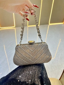 Borsa Da Sera Pochette Strass Motivo Geometrico Lusso Festa Matrimonio Borsa A Mano Con Manico In Cristallo Catena In Metallo