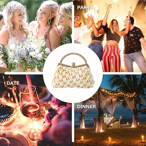 Versatile ivory clutch for wedding, party, and dinner with rhinestone handle