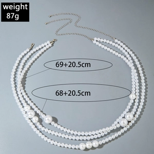 Vue détaillée de la chaîne de corps en perles multicouches avec dimensions et poids de 87g