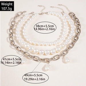 Ensemble de colliers multicouches rétro avec perles fantaisie et pendentifs baroques