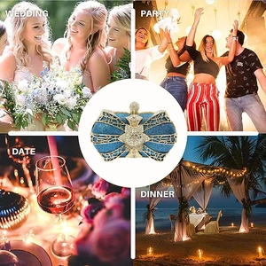 Luxury gold hollow evening clutch with blue glitter for wedding, party and dinner scenes