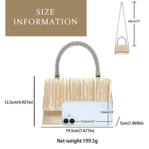 Size information diagram for evening bag showing height 12.5cm and width 19.5cm