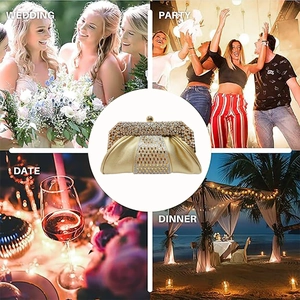 Détails de cette pochette de soirée dorée ornée de strass brillants pour mariage