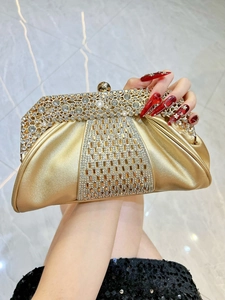 Pochette De Soirée Strass Cuir PU Luxe Plissé Mariage Fête Banquet Sac À Main Avec Chaîne Amovible Pour Femmes