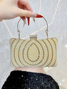 Luxury Evening Clutch Bag Faux Artificial Pearl Rhinestone Handbag With Ring Handle Detachable Chain Party Wedding For Women