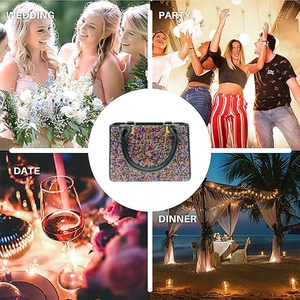 Multicolor rhinestone evening clutch bag for wedding, party, date, and dinner occasions