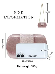 Pochette pailletée rose champagne élégante avec chaîne dorée pour mariage et soirée