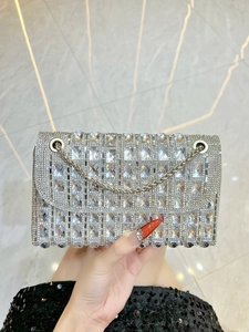 Luxury Rhinestone Evening Bag Elegant Women Sparkly Clutch Bag With Metal Chain Crossbody Shoulder Bag For Wedding Party