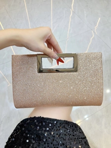 Women Luxury Glitter Sequin Evening Bag Elegant Clutch Handbag With Metal Handle Detachable Chain Shoulder Bag For Party Wedding