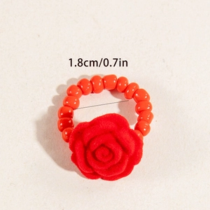 Handgefertigter roter Perlenring mit Rose und 1,8 cm Durchmesser Angabe