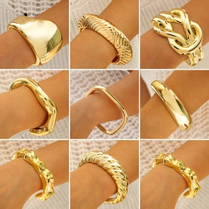 Bracelets Joncs En Métal Poli Designs Géométriques Liquides Bijoux De Mode Ajustables Pour Femmes
