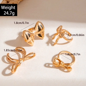 Golden butterfly alloy ring set with heart cutout designs and 1.7-1.85cm inner diameters