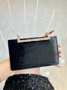 Sac de Soirée Élégant en Velours Pochette Avec Poignée en Strass Chaîne en Métal Sac à Main pour Fête Formelle Mariage Femme