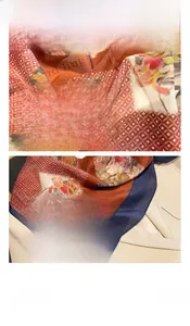 Macro detail of retro floral square scarf showing fine stitching and lightweight fabric texture