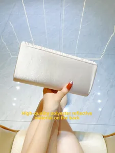 Detail of premium champagne satin evening clutch bag with elegant pleated fabric ruffles