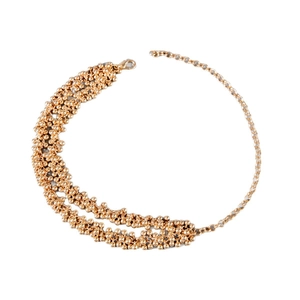Fashion double-layer gold beaded necklace with chunky CCB geometric balls and lobster clasp