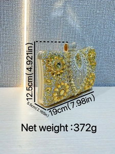 Sunflower crystal evening clutch bag in yellow and silver rhinestones with metal frame