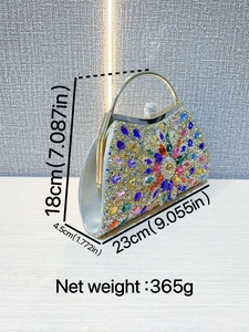 Exquisite sparkling sunburst rhinestone evening bag with elegant metal handle