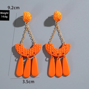 Orange Bohemian tassel earrings detailed dimensions of 9.2cm length and 3.5cm width