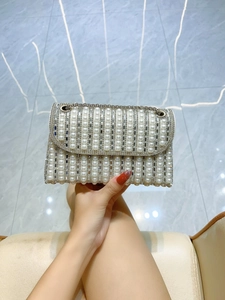 Luxury Artificial Pearl Rhinestone Evening Clutch Bag Elegant Crossbody Shoulder Purse For Women Wedding Party Banquet