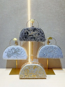 Elegant rhinestone evening handbags with crystal clasps and metal handles in four colors