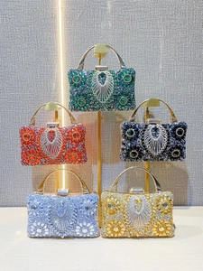 Luxury rhinestone evening clutch bags in multiple colors with sparkling crystal patterns