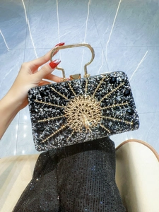 Peacock Rhinestone Evening Clutch Bag Luxurious Metal Handle Handbag For Wedding Party Banquet Elegant Formal Accessory