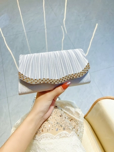 Pochette plissée en satin avec strass pour femme Sac à main de soirée élégant pour mariage fête banquet occasion formelle