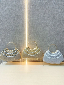 Sacs de soirée luxueux en strass et perles avec poignées anneau en trois couleurs chic