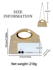 Pleated evening clutch bag in gold finish with size guide and metal ring handle