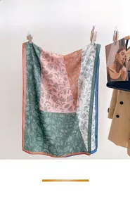Detailed botanical print on a lightweight dual-tone summer silk scarf for women