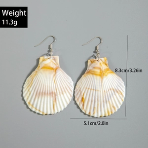 Detailed view of large shell drop earrings showing dimensions and weight 11.3g
