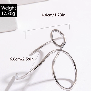 Minimalist silver abstract line bangle showing weight 12.26g and dimensions for fitting