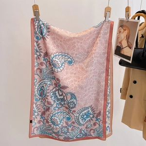 Pink paisley silk scarf for women featuring premium floral prints and vintage style