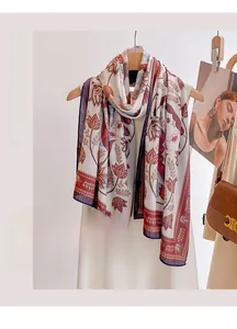 New summer sun protection beach shawl with ethnic floral print on lightweight fabric