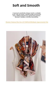 Detail of floral print beach scarf 60x170cm with abstract leaf patterns and contrast edges