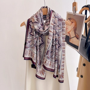 Women Elegant Paisley Printed Long Scarf Double Sided Satin Like Polyester Shawl Versatile Neck Wrap Fashion Accessories