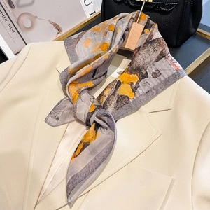 Abstrakt Bedrucktes Quadratisches Halstuch Damen MaulbeerSatin Und Baumwolle Leichtes Sonnenschutz Kopftuch Bandana Modisch